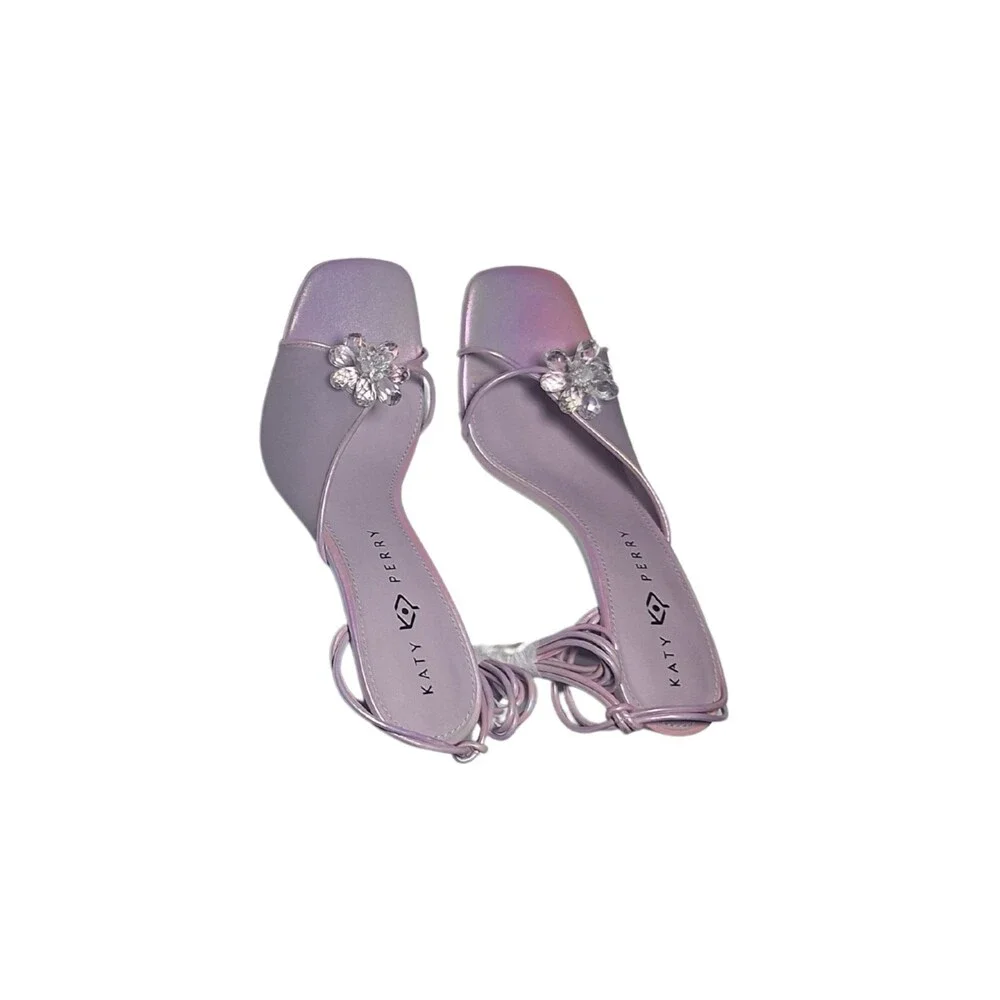 Katy Perry Vivian Flower Sandal High Heels 9.5M Digital Lavender NWB - Picture 4 of 5